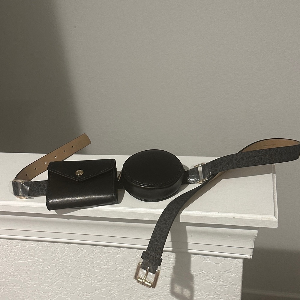 Michael Kors Black Pouch Belt Set